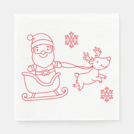 Guardanapo De Papel cute santa and reindeer christmas holiday luncheon