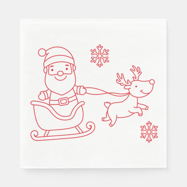 Guardanapo De Papel cute santa and reindeer christmas holiday luncheon (Frente)