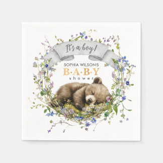 Guardanapo De Papel Cute Sleeping Baby Bear Baby Shower Napkins