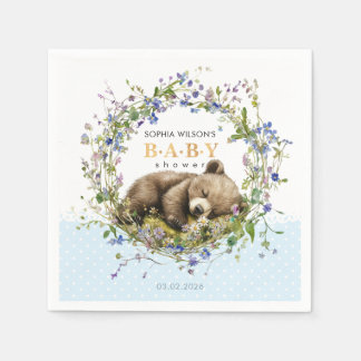 Guardanapo De Papel Cute Sleeping Baby Bear Baby Shower Napkins