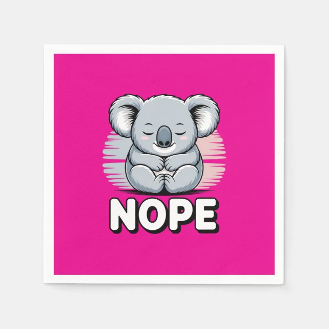 Guardanapo De Papel Cute Sleeping Koala “Nope” Funny Cartoon (Frente)