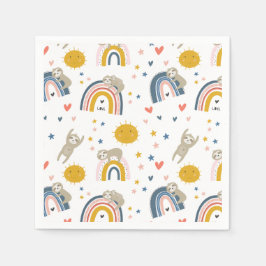Guardanapo De Papel Cute Sloth Rainbow