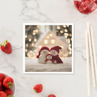 Guardanapo De Papel Cute Snowman Family Winter Christmas