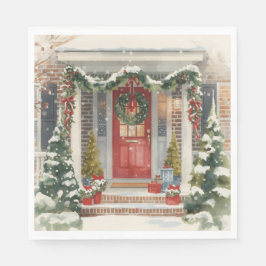 Guardanapo De Papel Cute Snowy Christmas Porch 