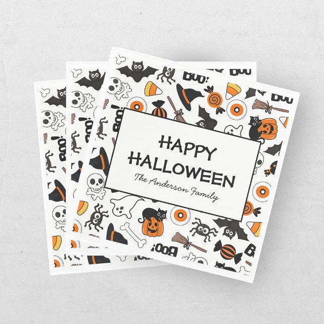 Guardanapo De Papel Cute Spooky Halloween Black and Orange (Criador carregado)