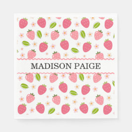 Guardanapo De Papel Cute Strawberry Pink Girls Birthday Paper Napkin