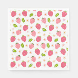Guardanapo De Papel Cute Strawberry Pink Girls Birthday Paper Napkin