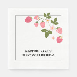 Guardanapo De Papel Cute Strawberry Pink Girls Birthday Paper Plate