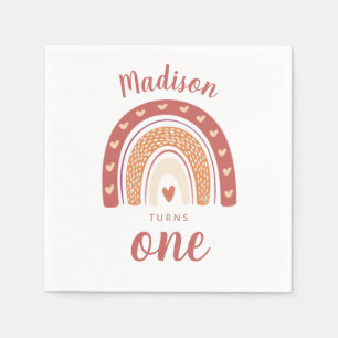 Guardanapo De Papel Cute Terracotta Rainbow Boho Primeiro Aniversário