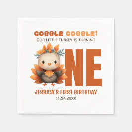 Guardanapo De Papel Cute Turkey Gobble Thanksgiving 1st Birthday