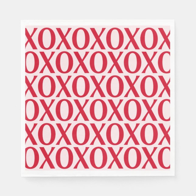 Guardanapo De Papel Cute Valentine Day XOXO Red And Pink (Frente)