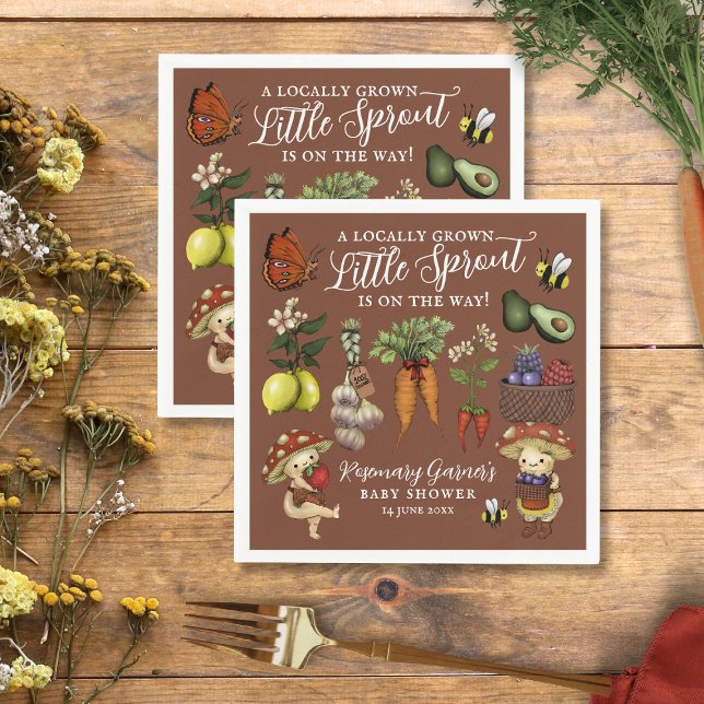 Guardanapo De Papel Cute Veg Locally Grown Little Sprout Baby Shower (Criador carregado)