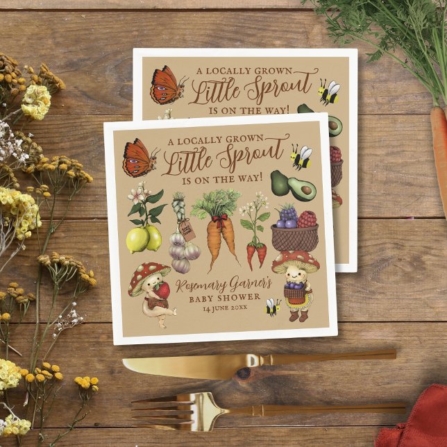Guardanapo De Papel Cute Veg Locally Grown Little Sprout Baby Shower (Criador carregado)