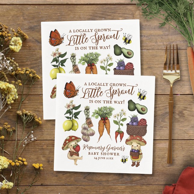 Guardanapo De Papel Cute Veg Locally Grown Little Sprout Baby Shower (Criador carregado)