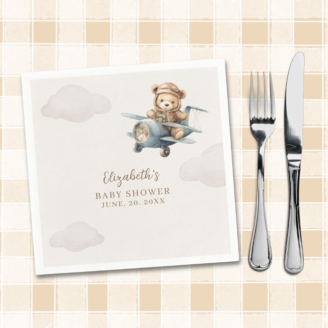 Guardanapo De Papel Cute Watercolor Bear Baby Shower party (Criador carregado)