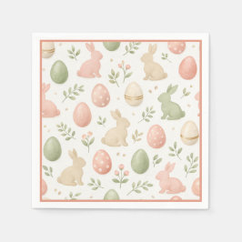 Guardanapo De Papel Cute Watercolor Bunny Floral Easter Brunch