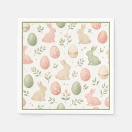 Guardanapo De Papel Cute Watercolor Bunny Floral Easter Brunch