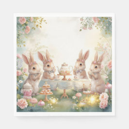 Guardanapo De Papel Cute Watercolor Bunny Tea Party Garden Napkins