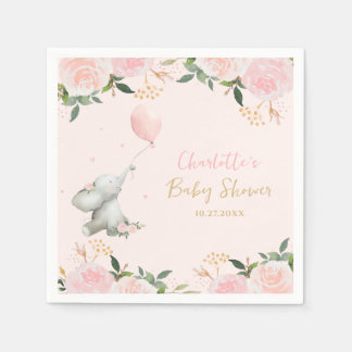 Guardanapo De Papel Cute Watercolor Elephant Floral Girl Baby Shower