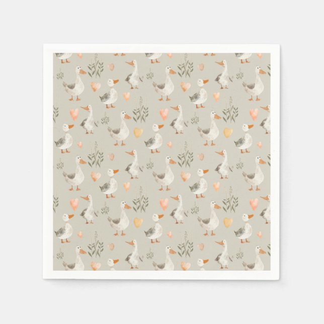 Guardanapo De Papel Cute Watercolor Geese Paper Napkins (Frente)