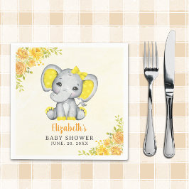 Guardanapo De Papel Cute Watercolor Yellow Elephant Baby shower Girl