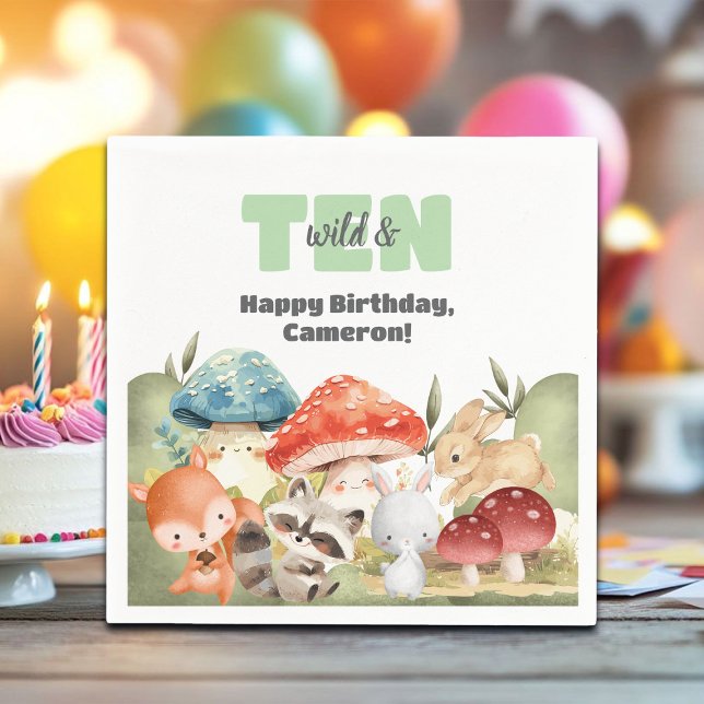 Guardanapo De Papel Cute Woodland Animals 10th Birthday Party (Criador carregado)
