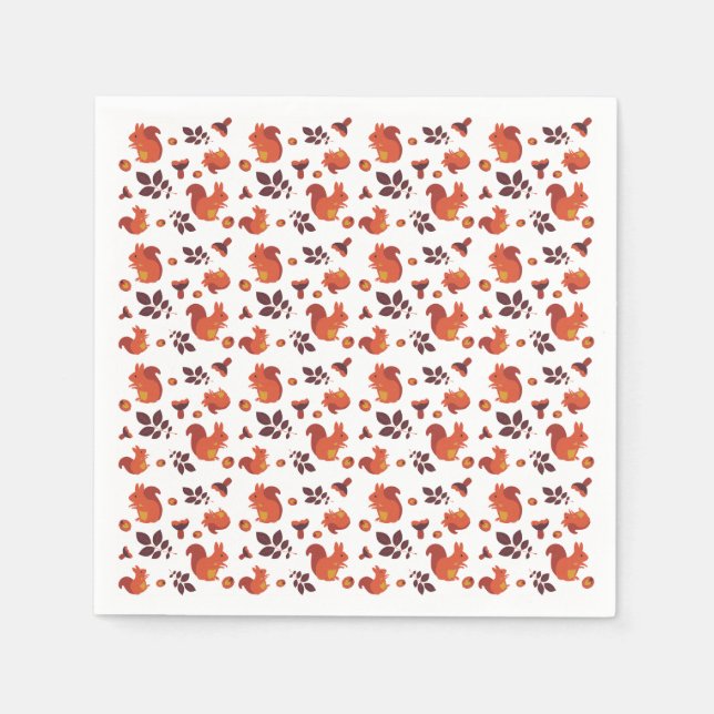 Guardanapo De Papel Cute Woodland Squirrel Autumn Pattern (Frente)