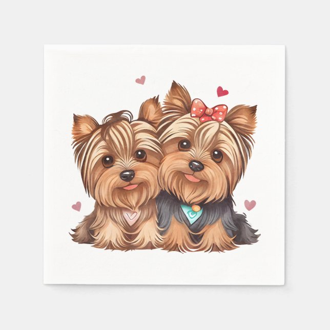 Guardanapo De Papel Cute Yorkie Love Puppy Dog Yorkshire Terrier (Frente)