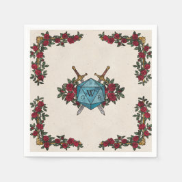 Guardanapo De Papel D20 Rosas Monograma RPG Casamento