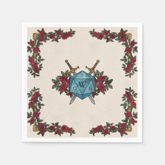 Guardanapo De Papel D20 Rosas Monograma RPG Casamento