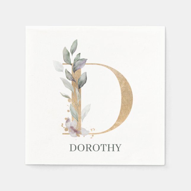 Guardanapo De Papel D Monograma Floral Personalizado (Frente)