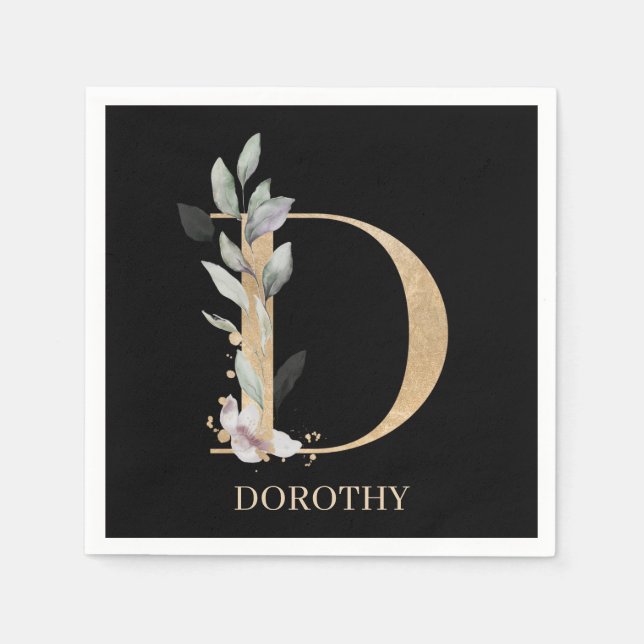 Guardanapo De Papel D Monograma Floral Personalizado Napkins (Frente)