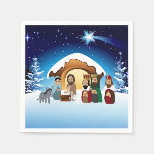 Guardanapo de papel da cena da natividade do Natal