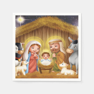 Guardanapo de papel da cena da natividade do Natal