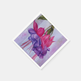 GUARDANAPO DE PAPEL DA FLOR COR-DE-ROSA E ROXA DE