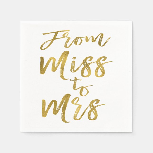 Guardanapo De Papel Da Miss à Sra. Chá de panela Gold Foil Script (Frente)