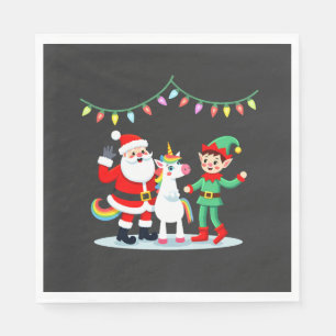 Guardanapo De Papel Dabbing Papai Noel Elfo Unicórnio Natal Crianças M