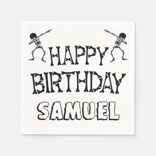 Guardanapo De Papel Dabbing Skeleton Halloween Feliz Festa de Aniversá (Frente)