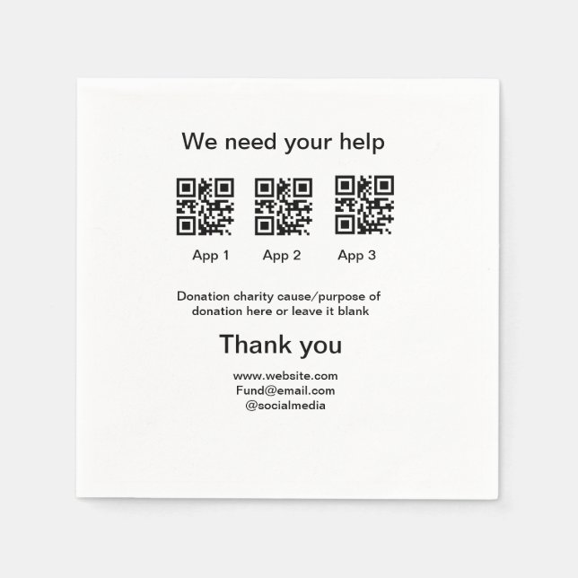 Guardanapo De Papel Dação Coleção de Dons jar adicionar seu nome q r c (Frente)