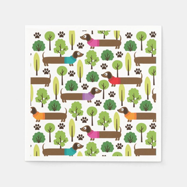 Guardanapo De Papel Dachshances Em Uma Caminhada No Parque (Frente)
