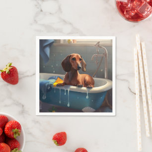 Guardanapo De Papel Dachshund Bathtime