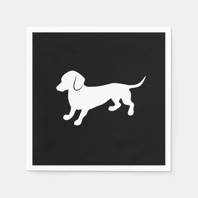 Guardanapo De Papel Dachshund Black and White Design (Frente)