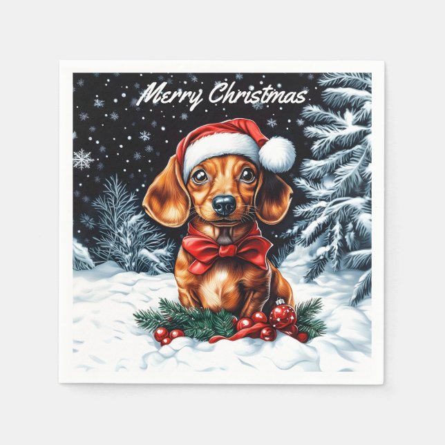 Guardanapo De Papel Dachshund Christmas (Frente)