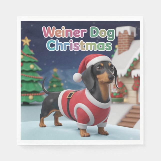 Guardanapo De Papel Dachshund Christmas Napkin (Frente)