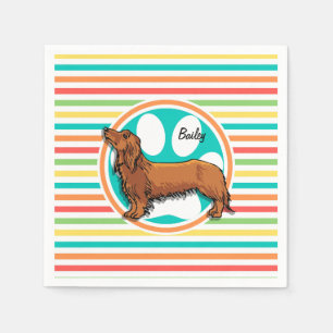 Guardanapo De Papel Dachshund de cabelos compridos; Listras brilhantes