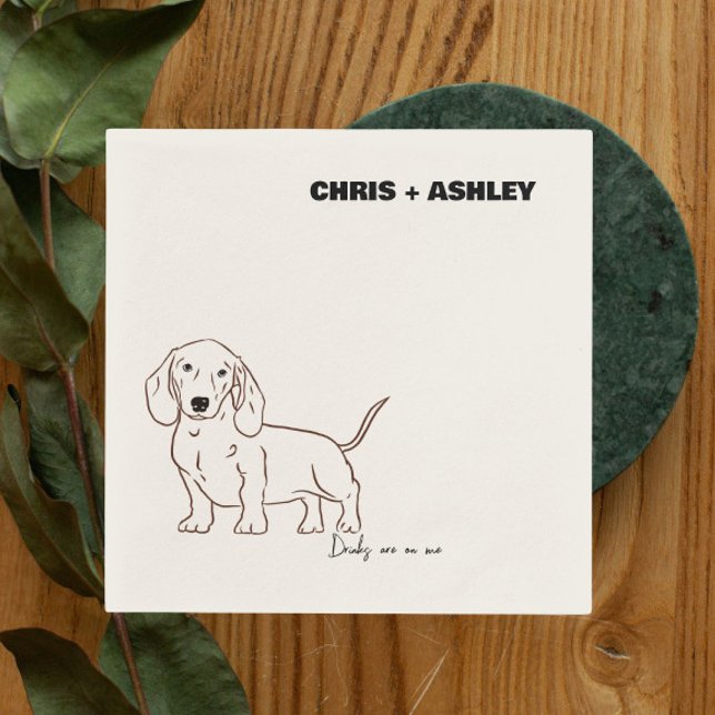 Guardanapo De Papel Dachshund Dog Cocktail Napkin para o casamento (Criador carregado)