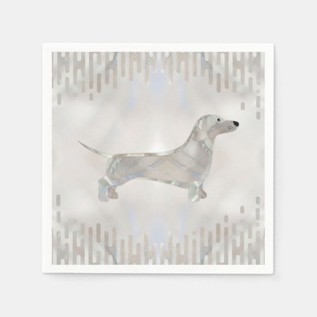 Guardanapo De Papel Dachshund dog - Doxie pérola silhouette (Frente)