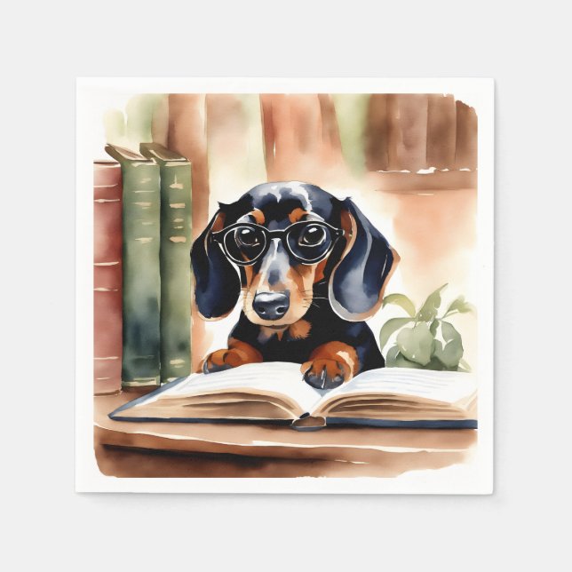 Guardanapo De Papel Dachshund em Arte de Aquarela (Frente)