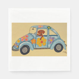 Guardanapo De Papel Dachshund em carro Hippie 