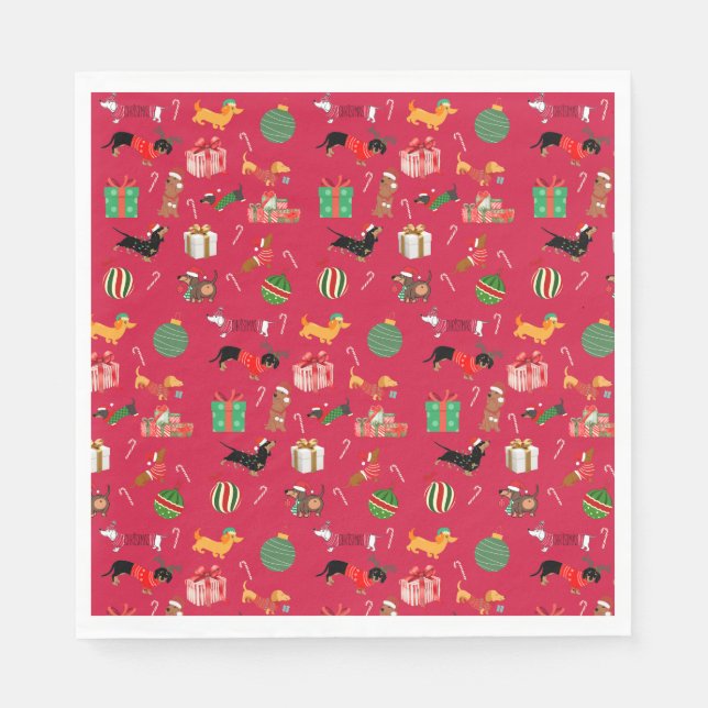 Guardanapo De Papel Dachshund Holiday Paper Napkins (Frente)